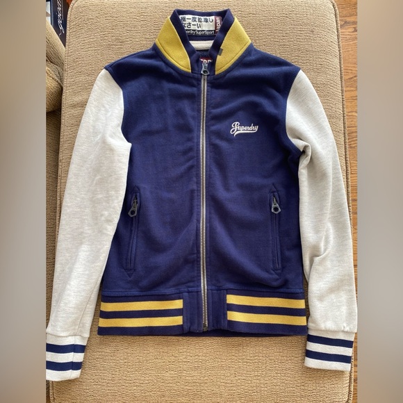 Superdry Logo Jersey Bomber Jacket size medium - Picture 1 of 6